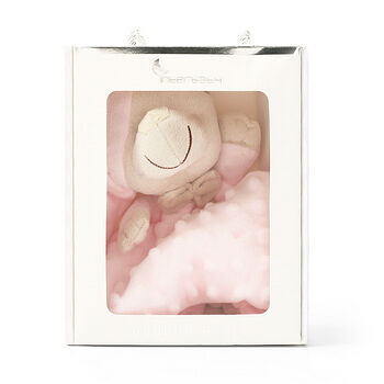 Мягкая игрушка-салфетка Interbaby Мишка в шляпе цвет розовый в подарочной упаковке, Испания