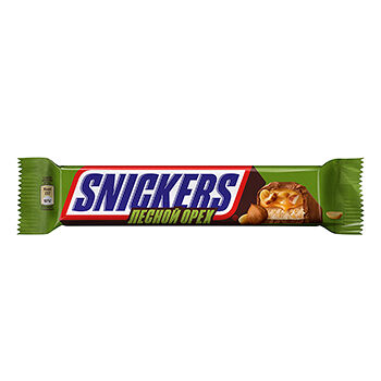 Snickers Лесной орех шоколадный батончик с арахисом, карамелью, фундуком и нугой, 81г