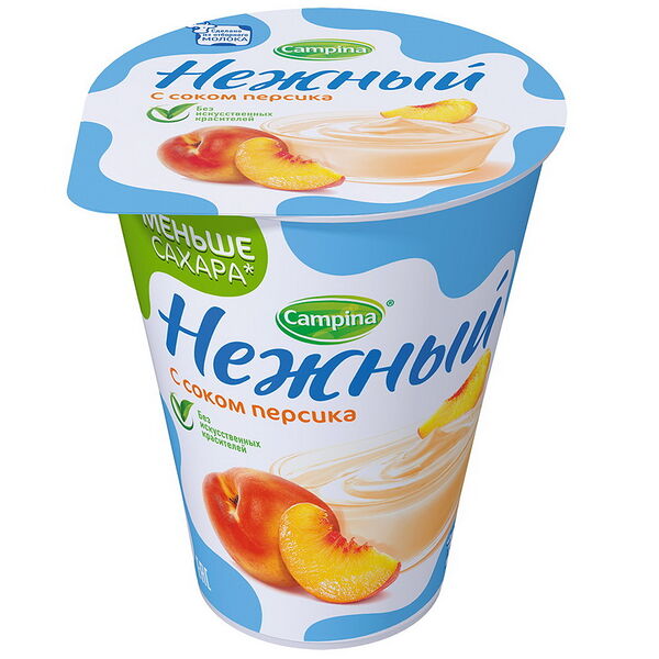Продукт йогуртный Нежный с соком персика жир. 1.2% вес 320 г