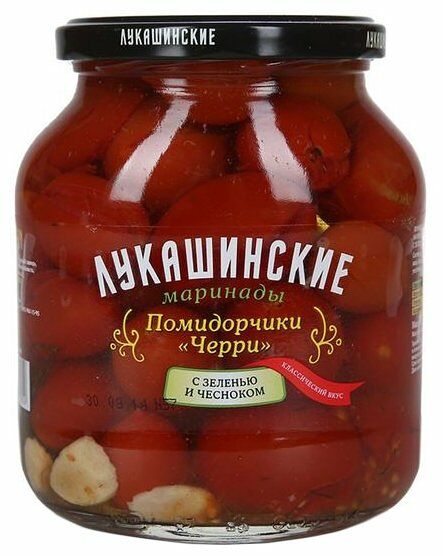 Томаты черри маринованные с зеленью и чесноком, «Лукашинские»