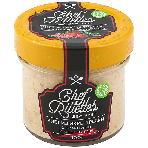 Риет из икры трески с томатом и базиликом 