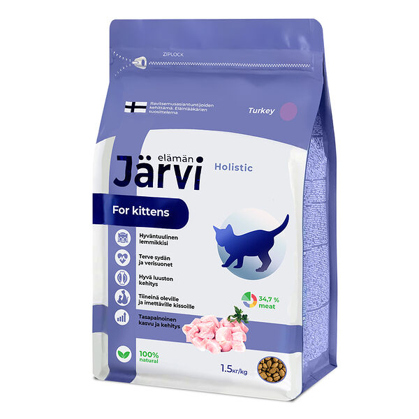 Сухой полнорационный корм Jarvi для котят Индейка, 1,5 кг.