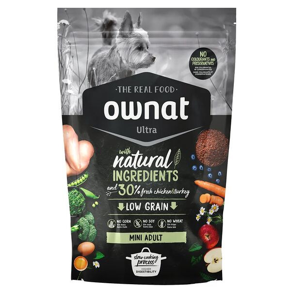 Mini Adult Ultra сухой корм Ownat для собак мелких пород, с курицей и индейкой, 400 гр.