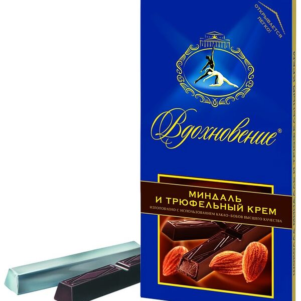 Шоколад Вдохновение Горький с трюфельным кремом и миндалем 100г