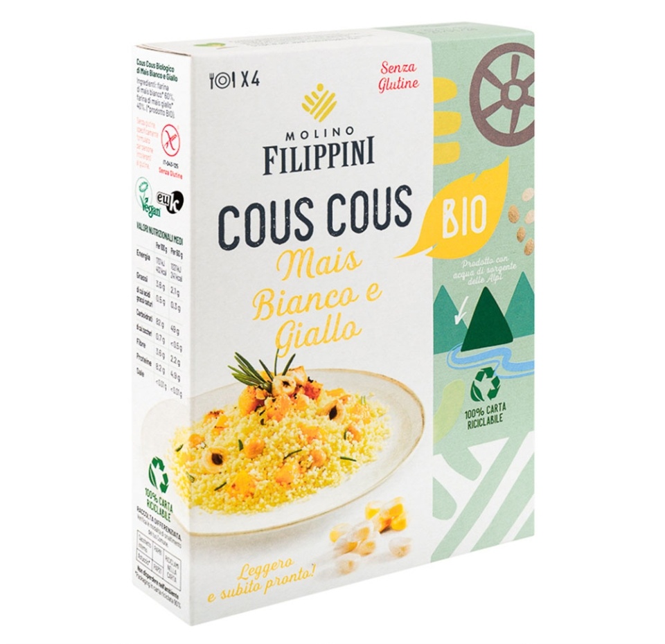 

Кускус Molino Filippini из белой и желтой кукурузы (без глютена) Био 250г, Италия
