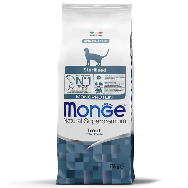 Monge Cat Monoprotein Sterilised Trout корм для стерилизованных кошек с форелью 10кг