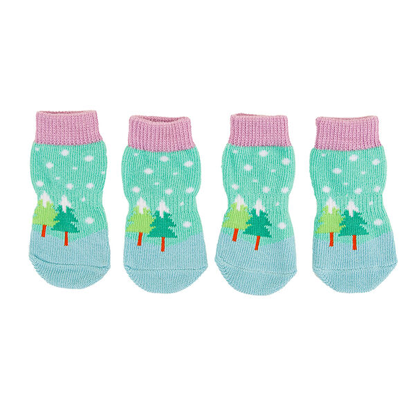 Носки для собак с елкой L зеленый (унисекс)