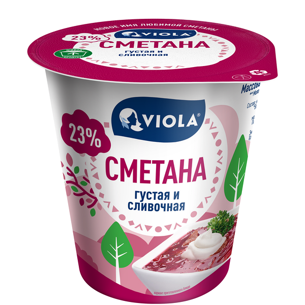 Сметана Viola густая и сливочная 23%