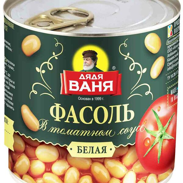Фасоль белая Дядя Ваня в томатном соусе 400г