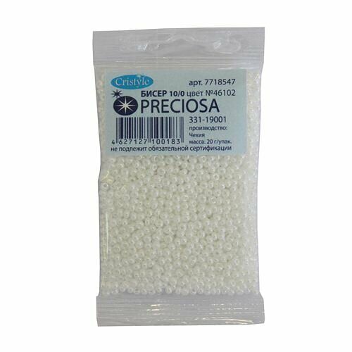 (46102) 331-19001-10/0 Бисер непрозрачный с покрытием 10/0, круг.отв., 20гр Preciosa,упак