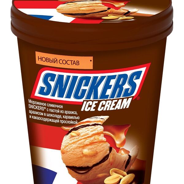 Мороженое сливочное Snickers с арахисом в шоколаде, карамелью и какаосодержащей прослойкой 8,5%