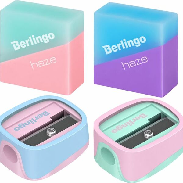 Набор Berlingo Haze ластик 1шт. + точилка 1шт. в ассортименте