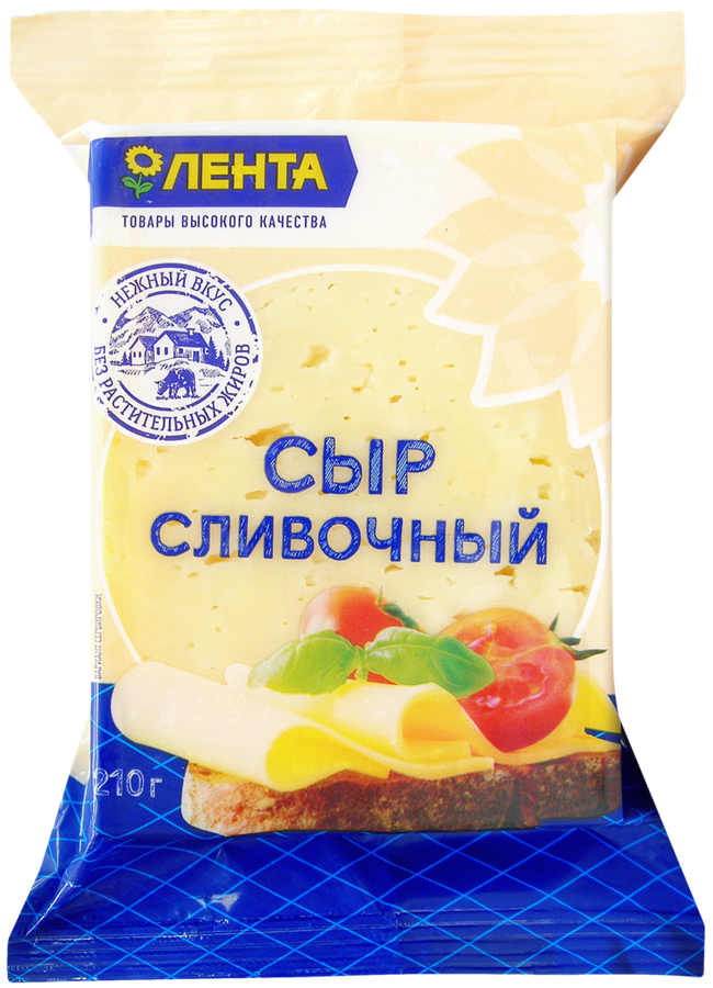 

Сыр Лента Сливочный 50%, без змж, 210 г
