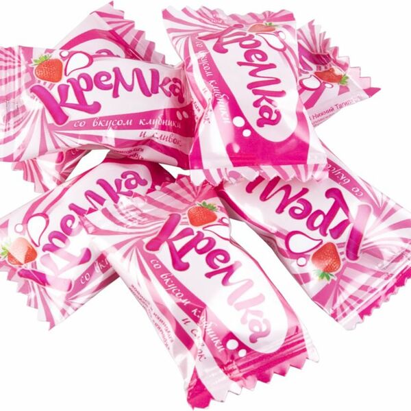 Карамель со вкусом клубники и сливок Кремка, вес ~0.2 кг