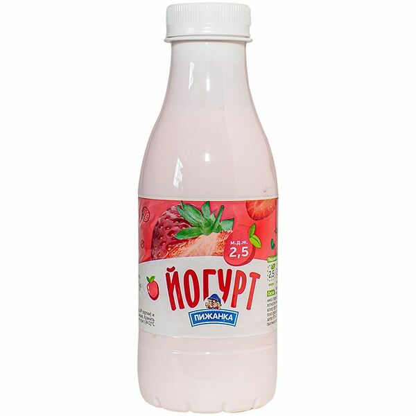 Йогурт Пижанка Славянский Клубника фруктовый с сахаром 2.5%, 450мл