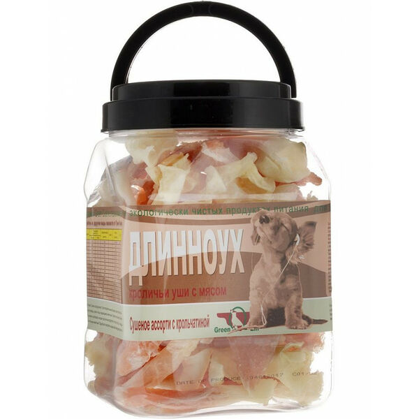 Сушеные уши кролика GreenQzin Длинноух с мясом, 750 г