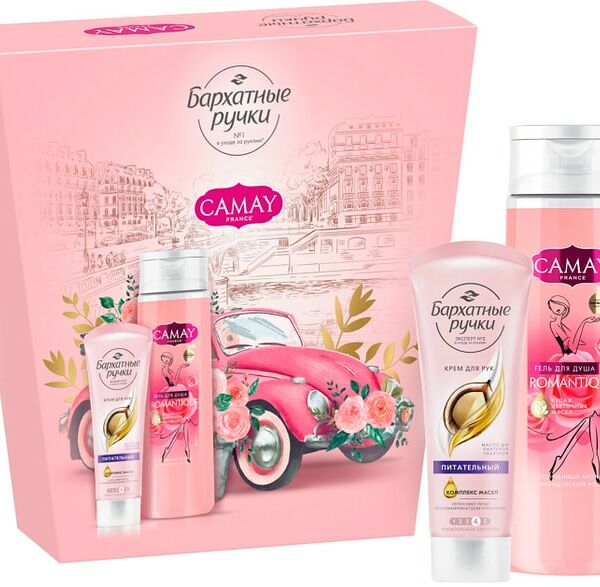 Подарочный набор Camay Красота и уход Гель для душа с ароматом розы 250мл + Крем для рук 80мл