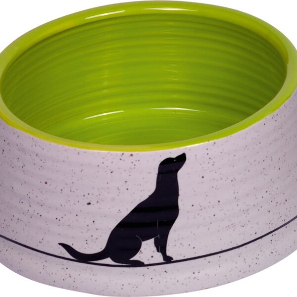 NOBBY Миска для собак 15,5х6,5 см керамика салатовая/белая с рисунком LUNA