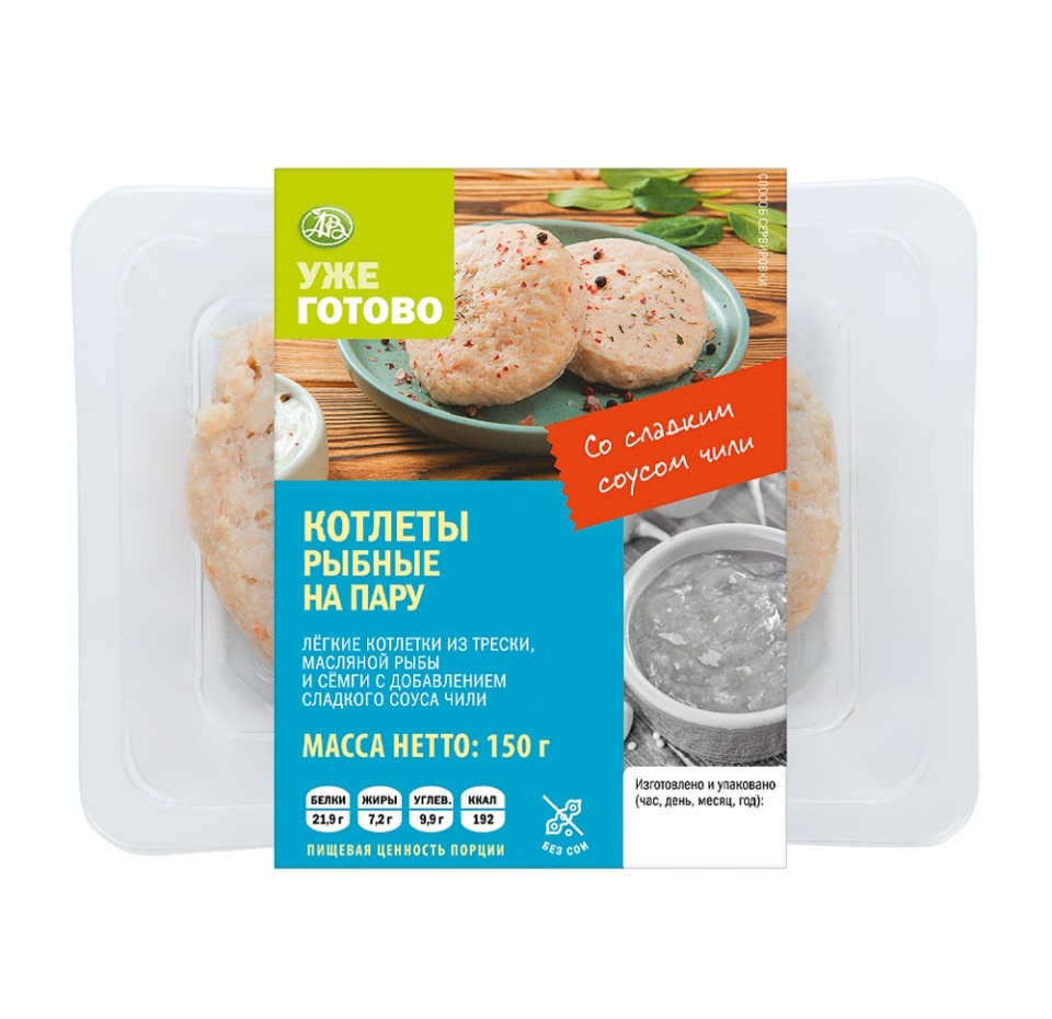 

Котлеты рыбные на пару Уже Готово 150г, Россия
