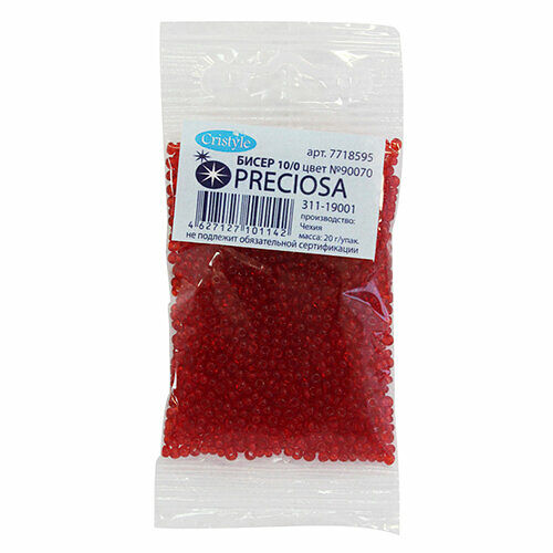(90070) 311-19001-10/0 Бисер прозрачный 10/0, круг.отв., 20гр Preciosa,упак