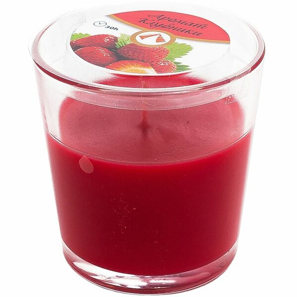 Свеча парафиновая в стакане Клубника, 80 мм