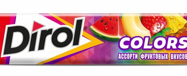 Жевательная резинка Dirol Colors XXL ассорти фруктовых вкусов без сахара 19г