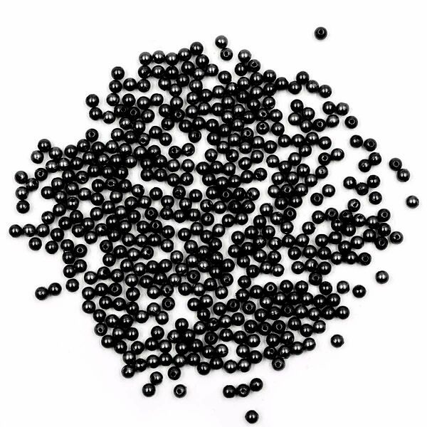 Бусины круглые, пластик, 5мм, 25гр(046 NL черный)