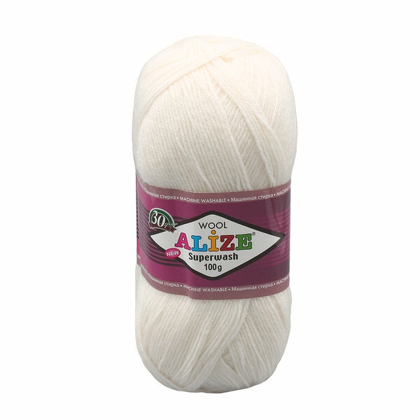 Пряжа ALIZE 'Superwash Comfort Socks' 100гр. 420м. (75% SW шерсть, 25% полиамид)(55 белый)