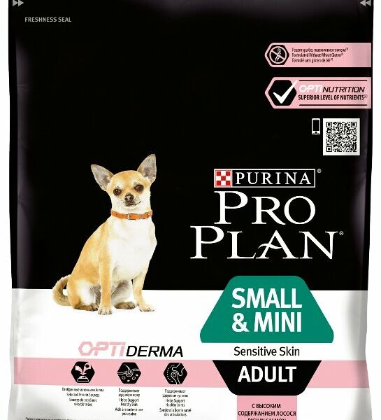 Корм для собак мелких и карликовых пород с чувствительной кожей Purina Pro Plan с лососем