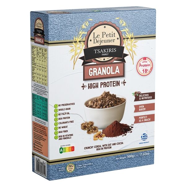 Гранола Le Petit Dejeuner Tsakiris family с высоким содержанием протеина 500г, Греция