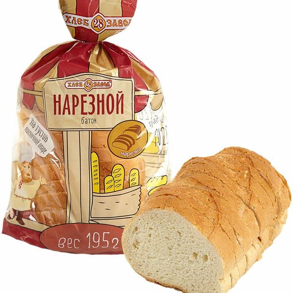 Батон Хлебозавод №28 Нарезной половинка, 195г