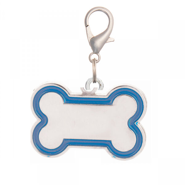 Адресник для животных V.I.Pet кость синий с местом для гравировки, 30*16 мм