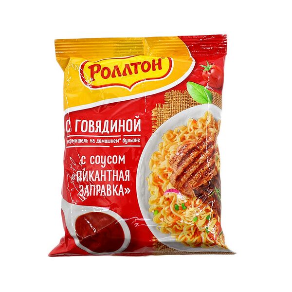 Вермишель б/п на дом. бульоне с говяд и соусом «Пикантная заправка» 65г «Роллтон»