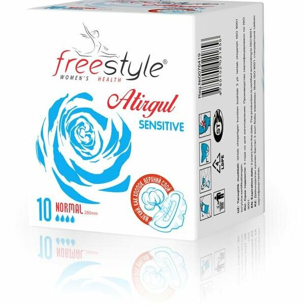 Прокладки гигиенические FreeStyle Atirgul Sensitive Normal, 10 шт