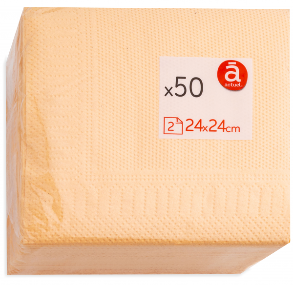 Салфетки бумажные Actuel 2-слойные персиковые, 50 шт
