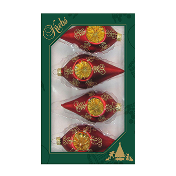 

Набор игрушек для ёлки Капелька с золотистым декором стекло цвет красный Krebs 10 см 4 шт