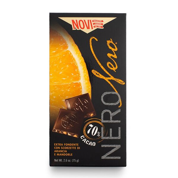 Шоколад Novi Nero темный с апельсином и миндалем