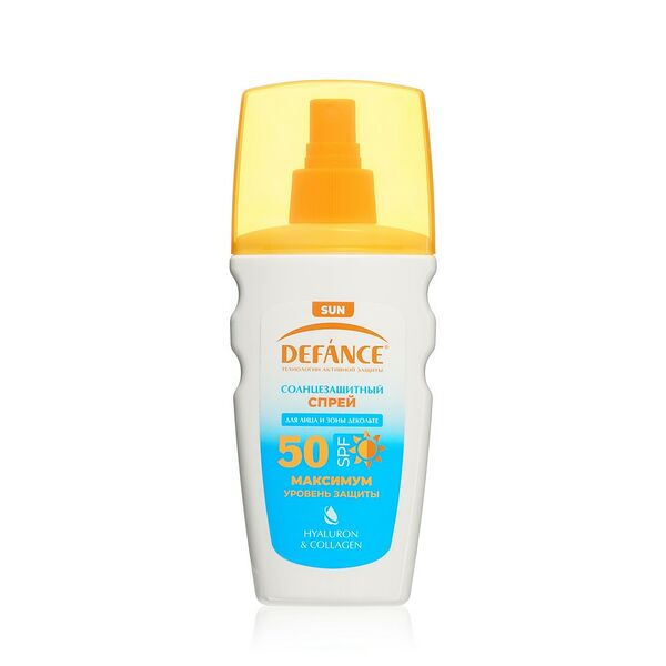 Солнцезащитный спрей для лица и зоны декольте Defance SPF 50 с гиалуроном и коллагеном