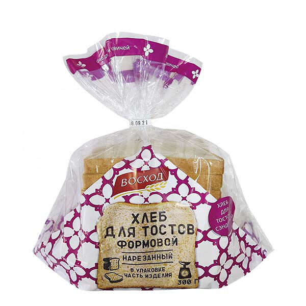 Хлеб для Тостов 300гр Формовой нарезка Восход упак