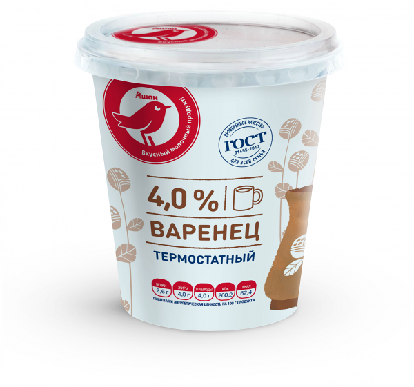 Варенец АШАН Красная птица термостатный 4%