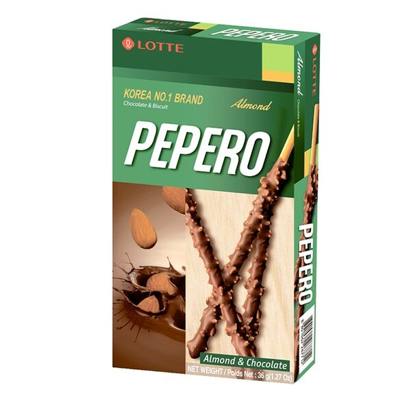 Соломка Almond Pepero Lotte в шоколадной глазури с миндалём 36г