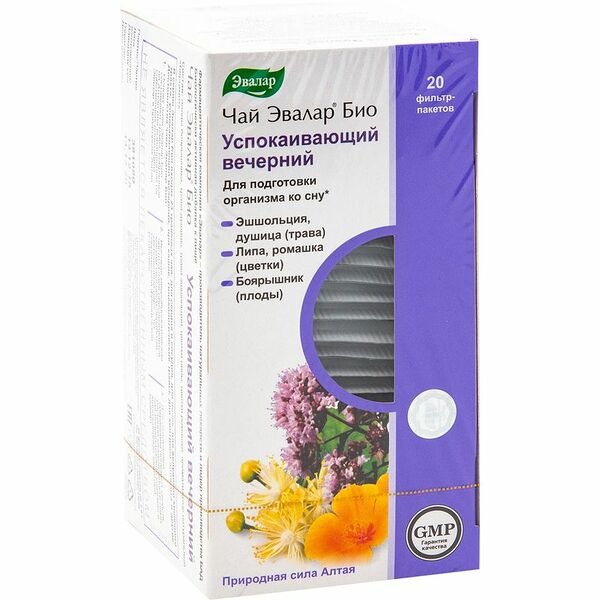 Чай Эвалар био успокаивающий вечерний 20 шт фильтр-пакеты