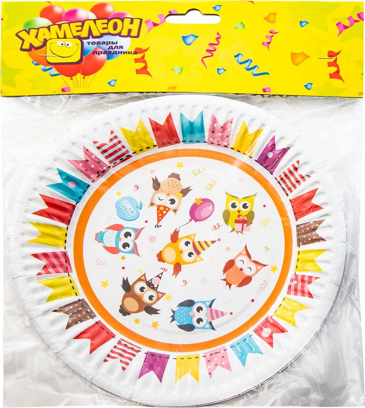

Тарелки Хамелеон Совушки из картона 18 см, 6 шт.