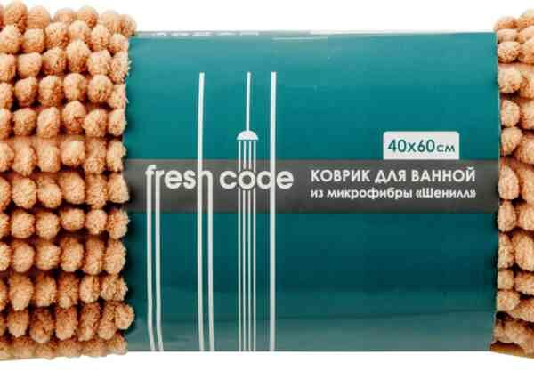 Коврик для ванной Fresh code Шенилл из микрофибры цвет: бежевый, 40×60 см