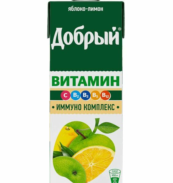 Напиток сокосодержащий Добрый яблочно-лимонный для детей, 950мл