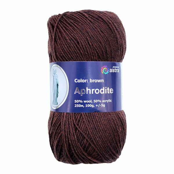 Пряжа Astra Premium 'Афродита' 100гр. 250м (50% шерсть, 50% акрил)(12 коричневый),шт