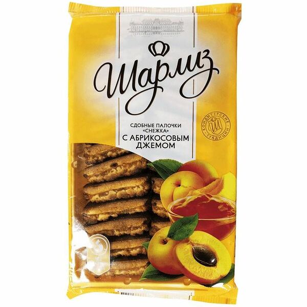 Сдобные палочки Шарлиз Снежка с абрикосовым джемом, 370г