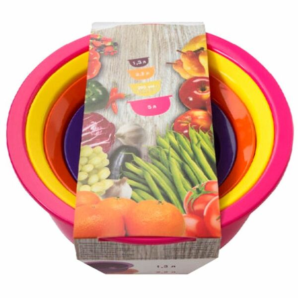 Набор посуды Архимед дуршлаг + миски с крышкой, 3шт