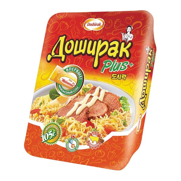 Лапша быстрого приготовления Доширак Plus со вкусом говядины