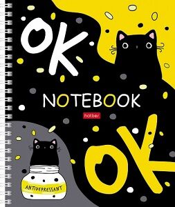 Тетрадь с твердой обложкой 96л А5 клетка на гребне Котантидепресант 96Тт5В1гр_28674